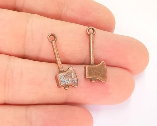 10 Axe Charms Double Sided Antique Copper Plated Charms (24x9mm)  G23236