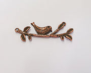 2 Bird Leaf Branch Connector Pendant Antique Copper Plated Pendant (57x22mm) G23239