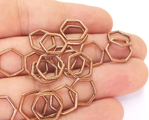 20 Hexagonal Findings Antique Copper Connector Findings (13mm) G23244