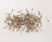 100 Earring Post Raw Brass Wire Blank Base (100 pcs - 50 pairs) Raw Brass (3mm blank) G23247