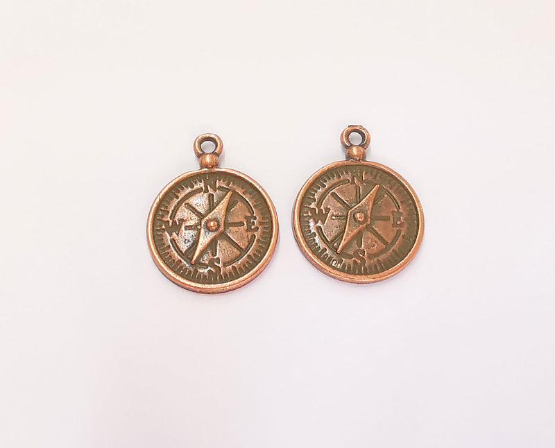 4 Compass Charms Antique Copper Plated Charms (26x20mm)  G23248