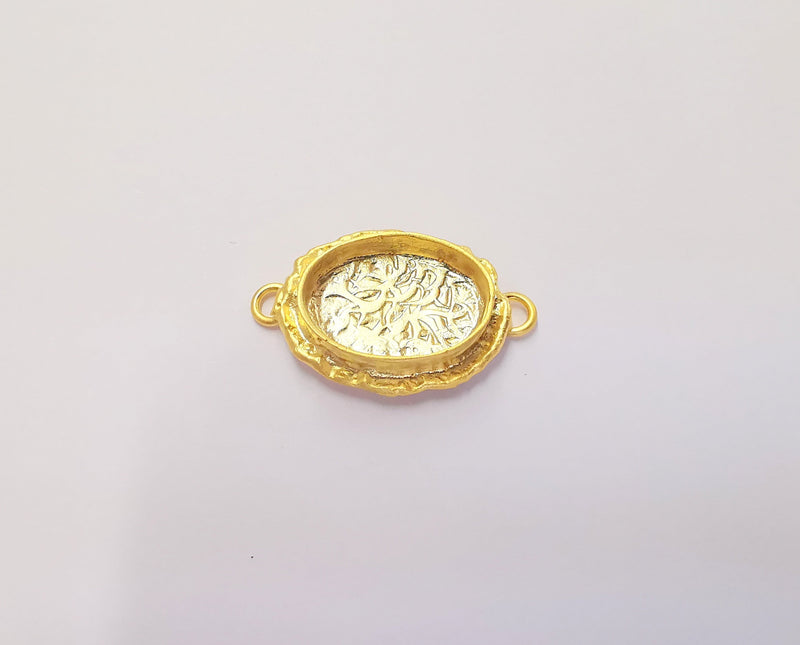 Gold Pendant Blank Connector Mosaic Base inlay Blank Necklace Blank Resin Blank Mountings Gold Plated Brass ( 18x12mm blank ) G23249