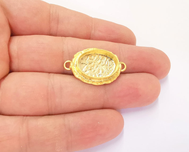 Gold Pendant Blank Connector Mosaic Base inlay Blank Necklace Blank Resin Blank Mountings Gold Plated Brass ( 18x12mm blank ) G23249