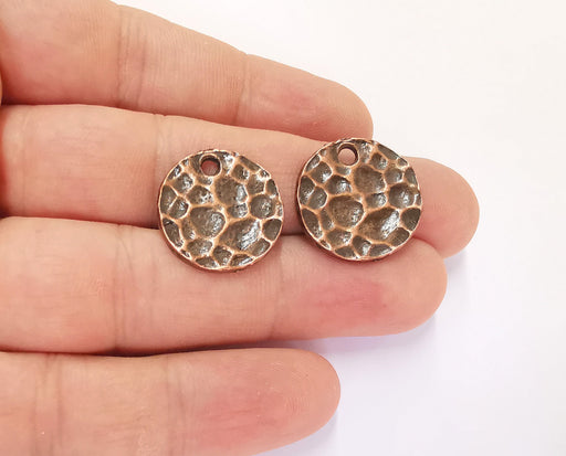 4 Hammered Charms Antique Copper Plated Charms (21mm)  G23251