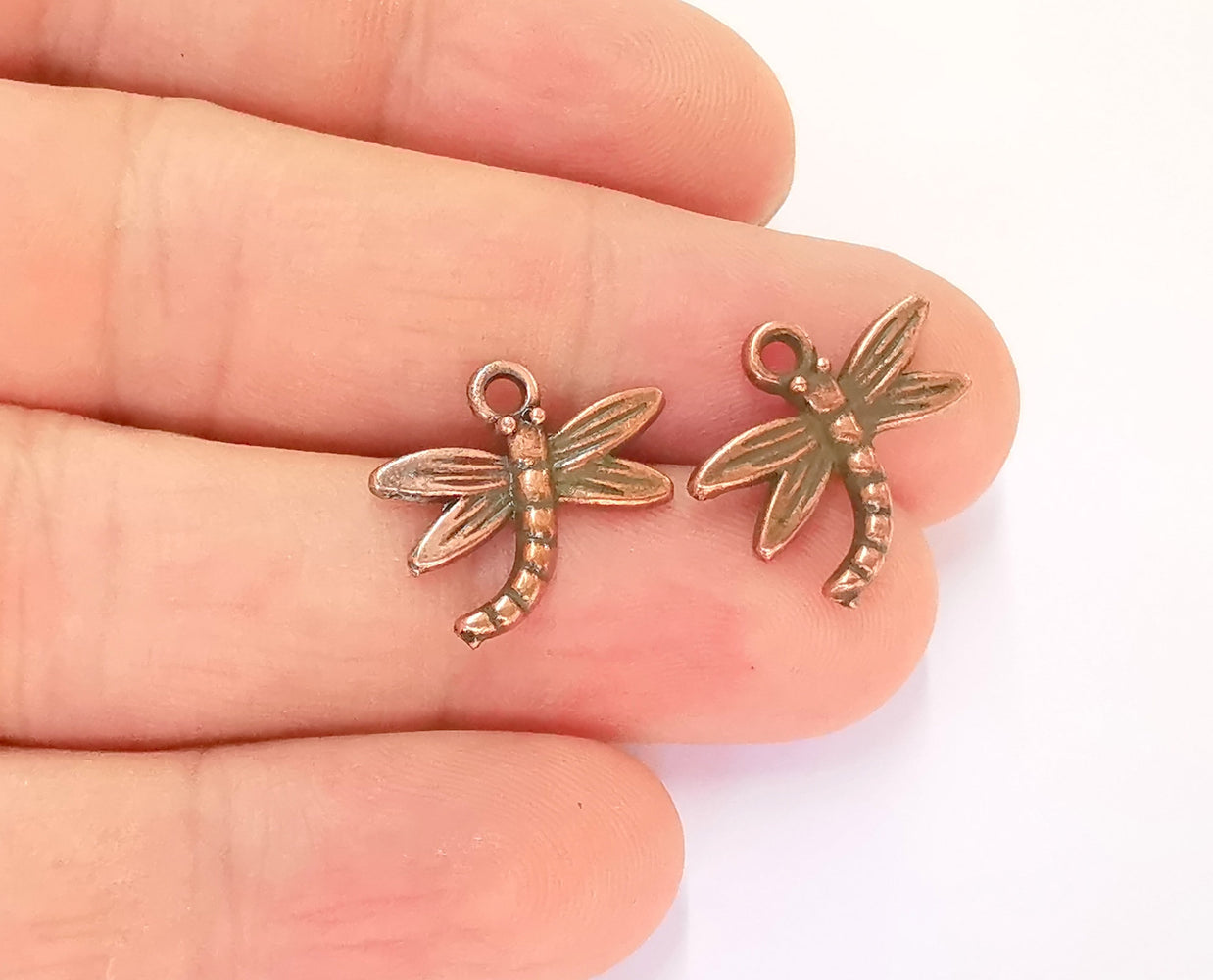 10 Dragonfly Charms Antique Copper Plated Charm (18x18mm) G23254
