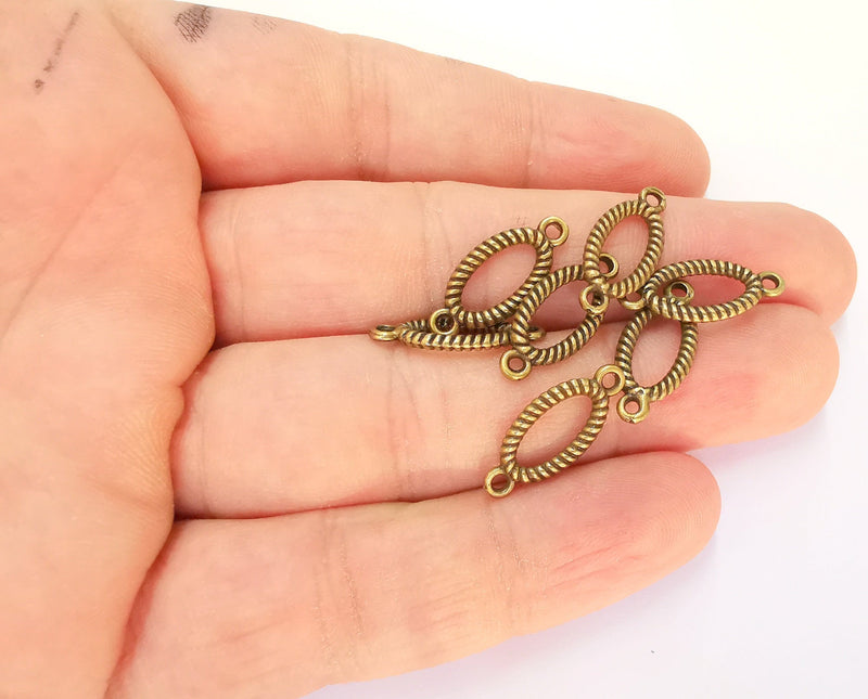 10 Oval Connector Charms Antique Bronze Plated Charms (20x9mm)  G22851