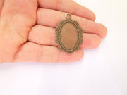 2 Frame Pendant Blank Antique Copper Plated Pendant (43x29mm) (29x19mm Blank Size)  G23256