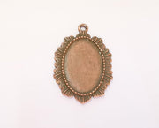 2 Frame Pendant Blank Antique Copper Plated Pendant (43x29mm) (29x19mm Blank Size)  G23256