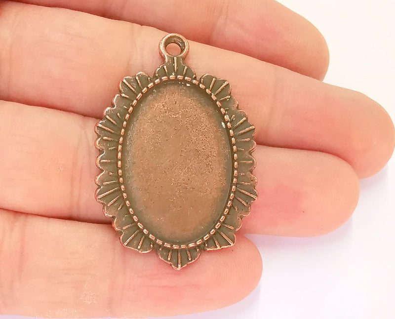 2 Frame Pendant Blank Antique Copper Plated Pendant (43x29mm) (29x19mm Blank Size)  G23256