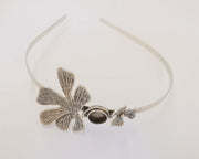 Flowers Crown Headband Base Blanks Circlet Settings Antique Silver Plated Brass Adjustable (10mm Bezel Size)  G22861