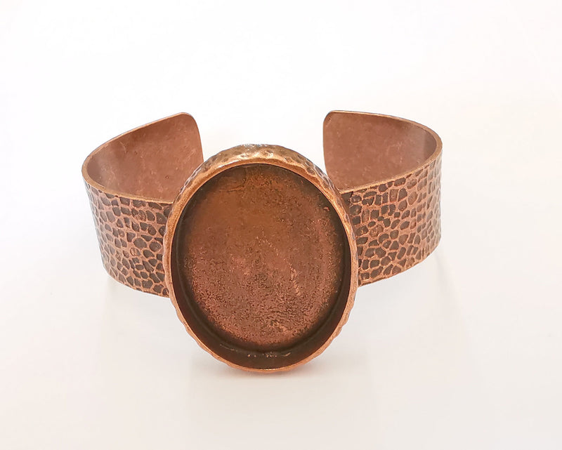Bracelet Blank Resin Dry Flower inlay Blank Cuff Bezel Glass Cabochon Base Hammered Adjustable Antique Copper (40x30mm ) G22862