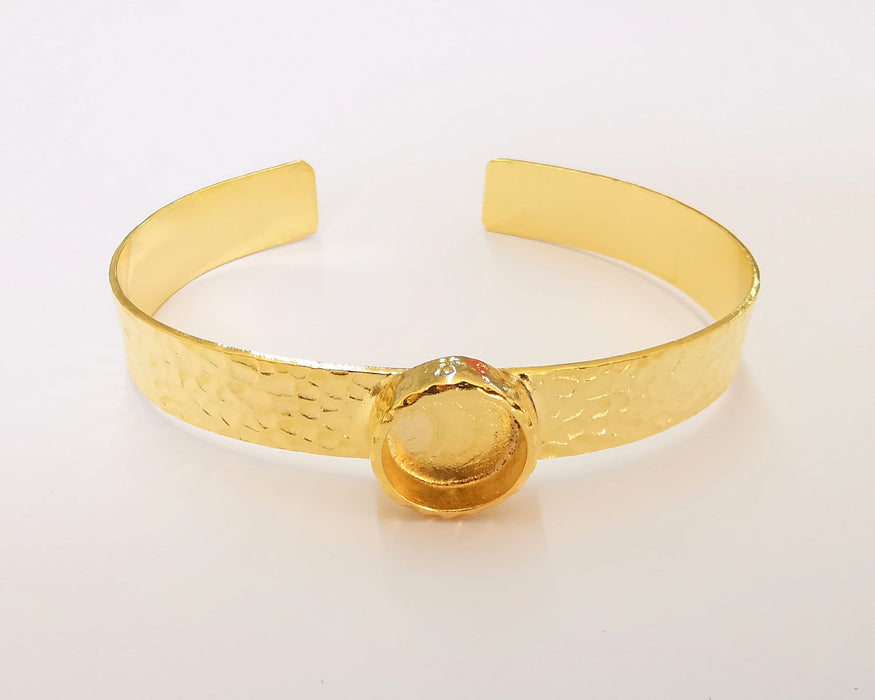 Bracelet Blank Resin Cuff Dry Flower inlay Blank Cuff Bezel Glass Cabochon Base Hammered Adjustable Shiny Gold Plated (12mm ) G22864