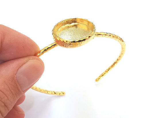 Shiny Gold Hammered Bracelet Blanks Settings Cuff Blanks Resin Blank İnlay Blank Adjustable Bracelet Gold Plated Bracelet (22 mm ) G22865