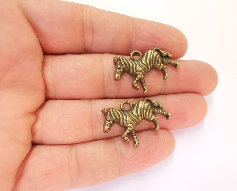 4 Zebra Charms Antique Bronze Plated Charms (30x20mm)  G23258