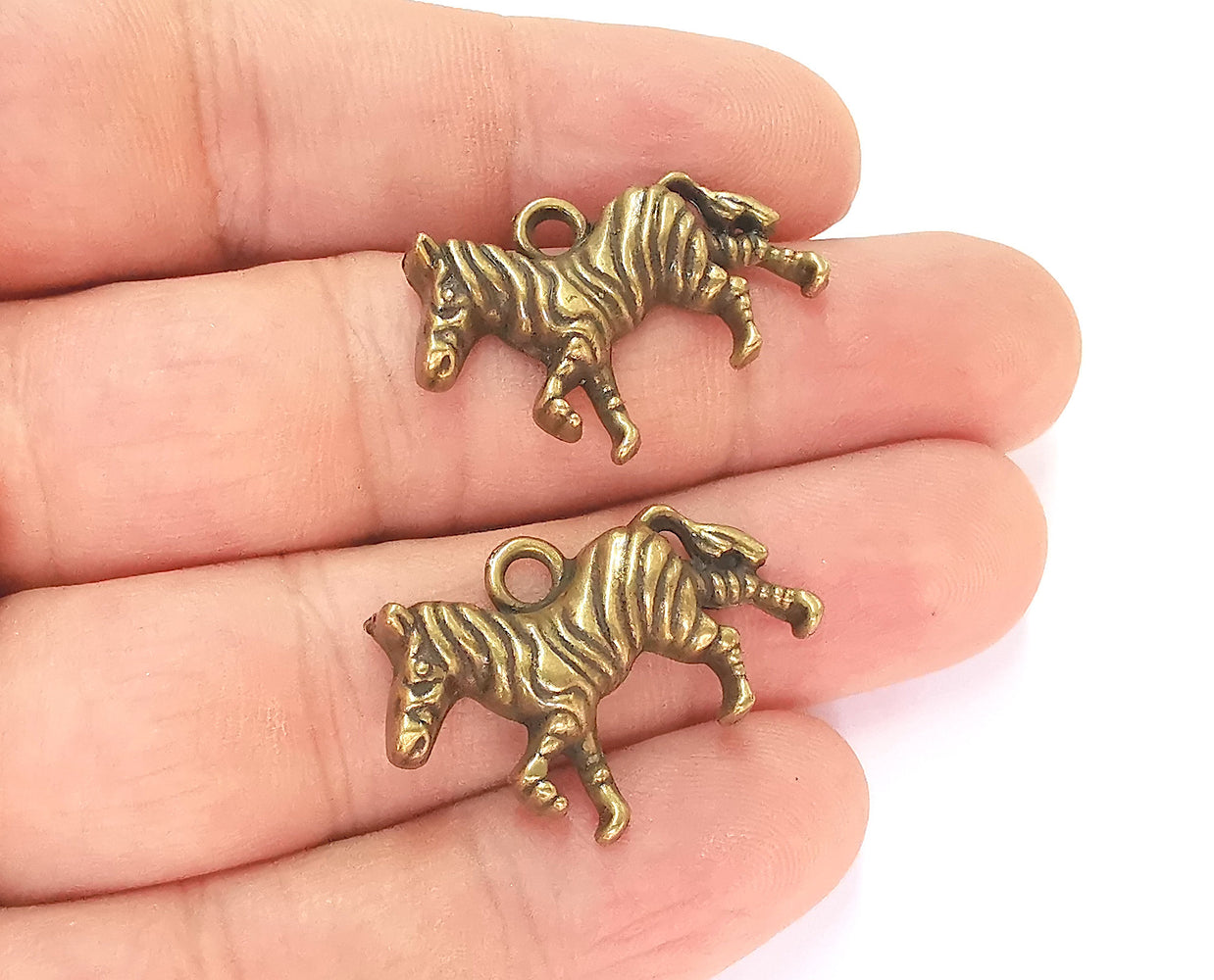 4 Zebra Charms Antique Bronze Plated Charms (30x20mm)  G23258