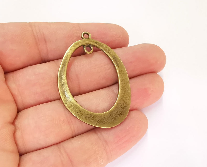 2 Oval Charms Connector Antique Bronze Plated Charms (49x34mm) G23259