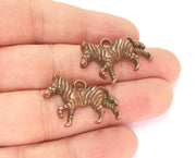 4 Zebra Charms Antique Copper Plated Charms (30x20mm)  G23260