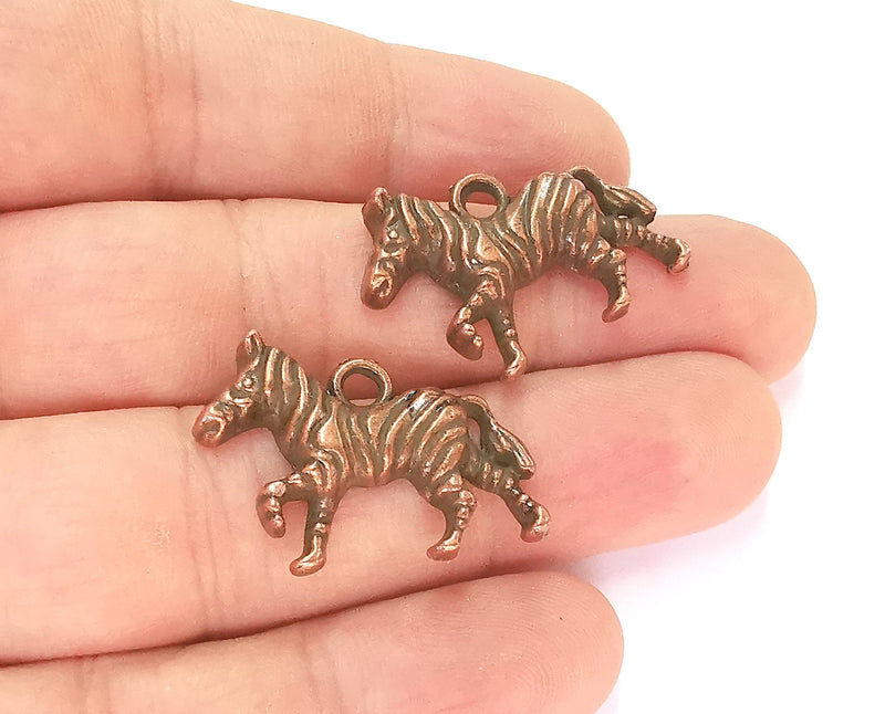 4 Zebra Charms Antique Copper Plated Charms (30x20mm)  G23260