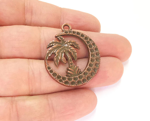 2 Palm Crescent Charms Antique Copper Plated Charms (37x32mm)  G23263