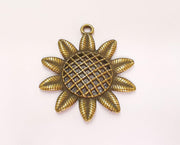 2 Sunflower Charms Antique Bronze Plated Charms (48x41mm)  G23266