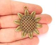 2 Sunflower Charms Antique Bronze Plated Charms (48x41mm)  G23266