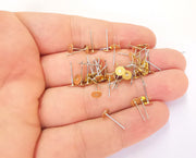 50 Earring Post Raw Brass Wire Blank Base (50 pcs - 25 pairs) Raw Brass (5mm blank) G23271