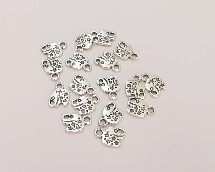 20 Elephant Star (Double Sided) Charm Antique Silver Plated Charms (11x8mm) G22870