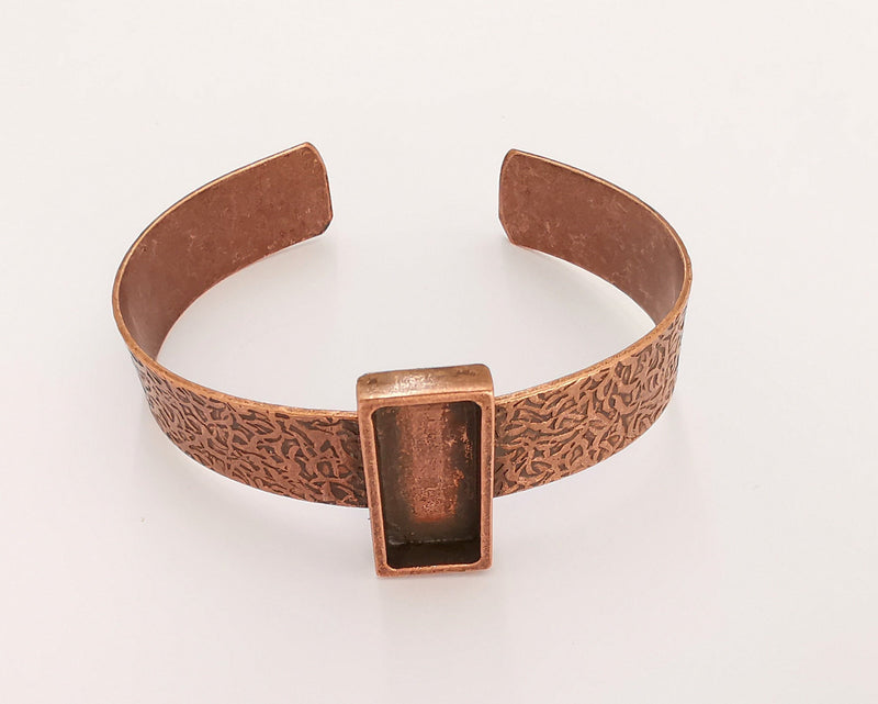 Bracelet Blank Resin Dry Flower inlay Blank Cuff Bezel Glass Cabochon Base Textured Adjustable Antique Copper (25x10mm ) G22873
