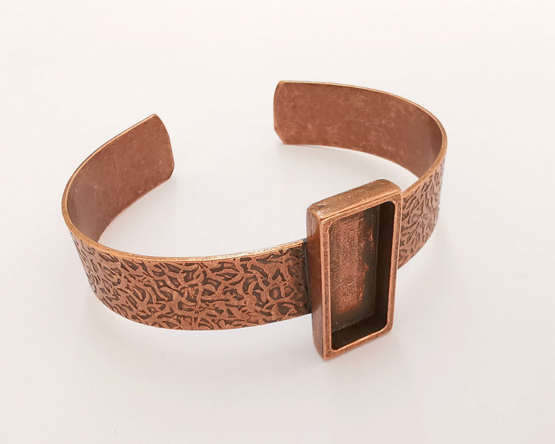Bracelet Blank Resin Dry Flower inlay Blank Cuff Bezel Glass Cabochon Base Textured Adjustable Antique Copper (25x10mm ) G22873