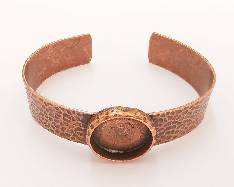 Bracelet Blank Resin Cuff Dry Flower inlay Blank Cuff Bezel Glass Cabochon Base Hammered Adjustable Antique Copper (18mm) G22880