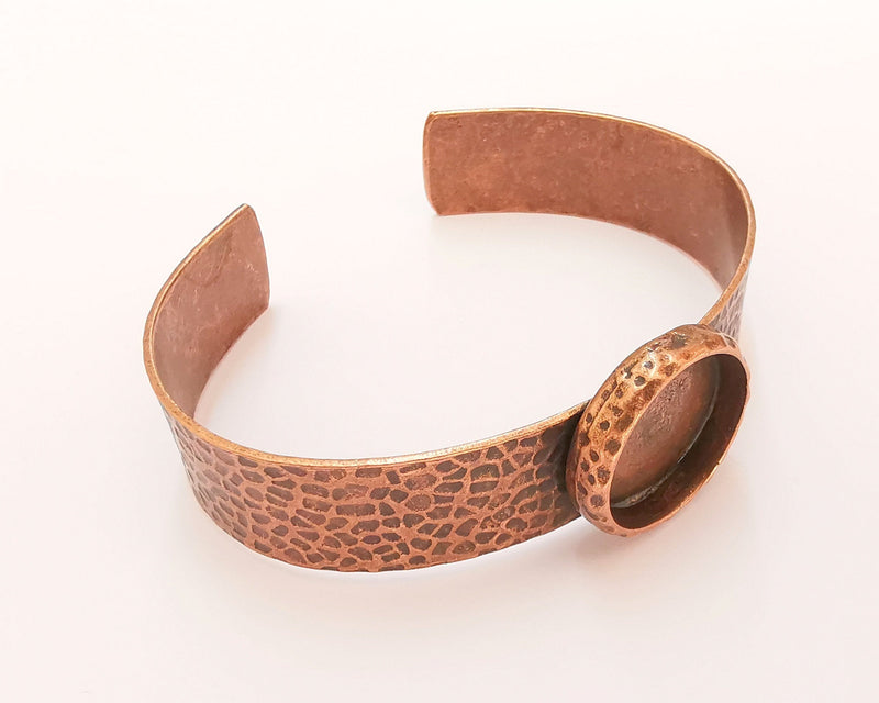 Bracelet Blank Resin Cuff Dry Flower inlay Blank Cuff Bezel Glass Cabochon Base Hammered Adjustable Antique Copper (18mm) G22880