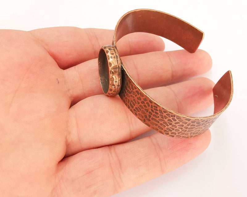 Bracelet Blank Resin Cuff Dry Flower inlay Blank Cuff Bezel Glass Cabochon Base Hammered Adjustable Antique Copper (18mm) G22880