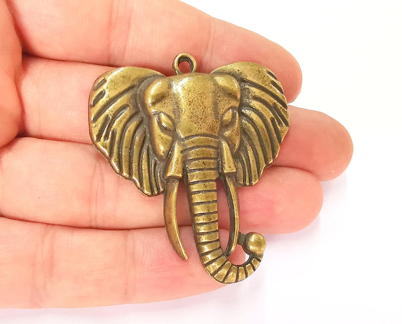 Elephant Pendant Antique Bronze Plated Pendant (54x47mm)  G23281