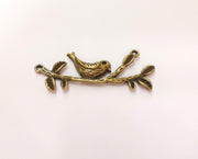 2 Bird Leaf Branch Connector Pendant Antique Bronze Plated Pendant (57x22mm) G23282