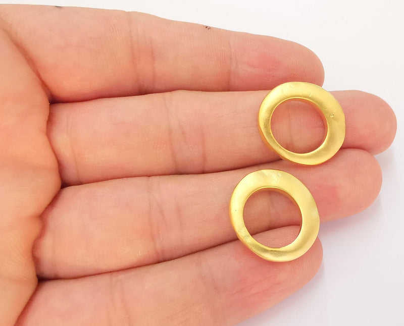 2 Circle Charms Gold Plated Findings (22x20mm) G22902