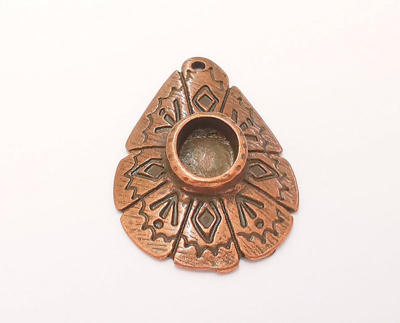 2 Copper Charms Blank Bezel Resin Bezel Mosaic Mountings Antique Copper Plated Charms (39x26mm) (10x8mm Bezel Inner Size)  G22909