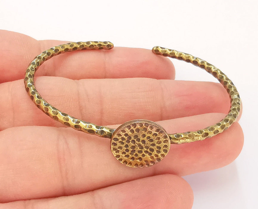 Bracelet Blank Cuff Bezel Cuff Blank Glass Cabochon Base Bezel Hammered Bracelet Adjustable Antique Bronze Bracelet (15mm ) G22912