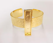 Bracelet Blank Resin Cuff Dry Flower inlay Blank Cuff Bezel Glass Cabochon Base Textured Adjustable Shiny Gold Plated (50x10mm ) G23287