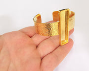 Bracelet Blank Resin Cuff Dry Flower inlay Blank Cuff Bezel Glass Cabochon Base Textured Adjustable Shiny Gold Plated (50x10mm ) G23287