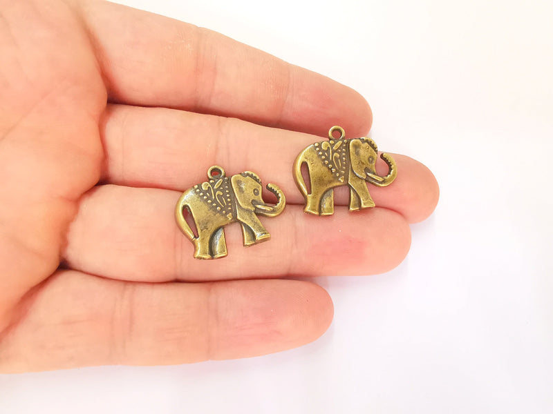 4 Elephant Charm Antique Bronze Plated Charms (25x21mm) G23295