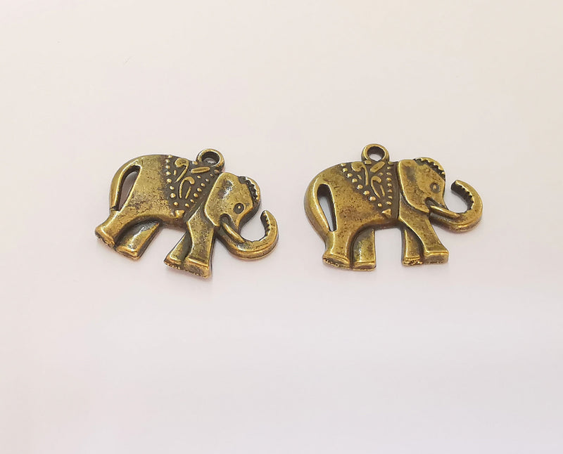 4 Elephant Charm Antique Bronze Plated Charms (25x21mm) G23295