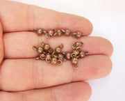 20 Copper Ball Charms Connector Antique Copper Plated Findings (11x5mm) G23307