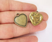 4 Heart Charms Blank Bezel Resin Bezel Mosaic Mountings Antique Bronze Plated Charms (25x21mm)( 19x18 mm Bezel Inner Size)  G23312