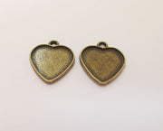 4 Heart Charms Blank Bezel Resin Bezel Mosaic Mountings Antique Bronze Plated Charms (25x21mm)( 19x18 mm Bezel Inner Size)  G23312