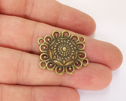 4 Bronze Connector Charms Antique Bronze Plated Charms (332x32mm)  G23313