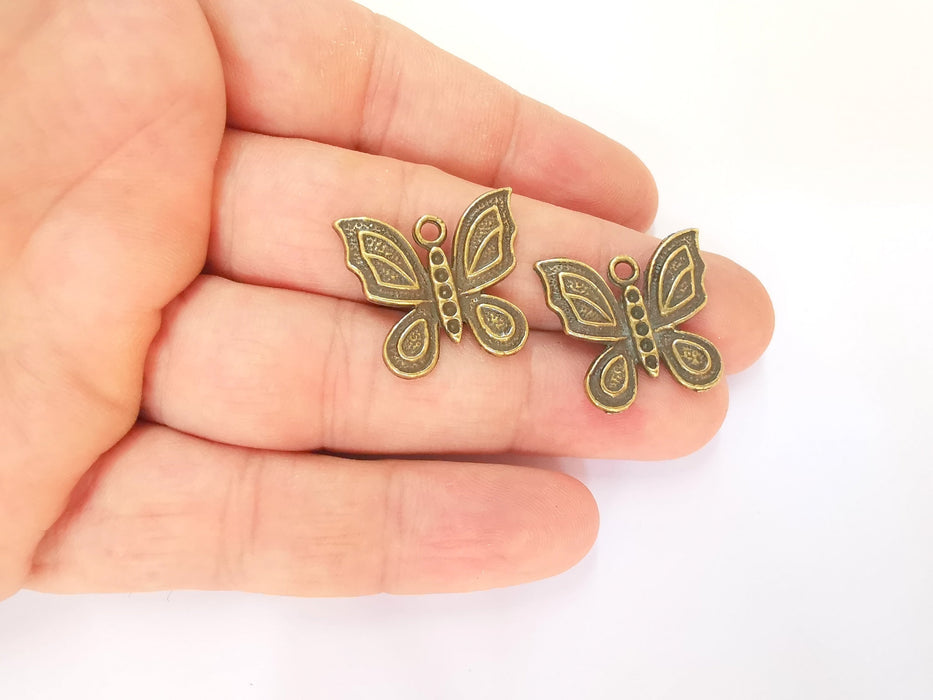 4 Butterfly Charms Antique Bronze Plated Charms (24x22mm) G23311