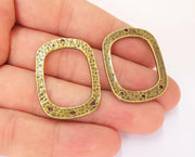 4 Hammered Charms Connector Antique Bronze Plated Charms (35x26mm)  G23314