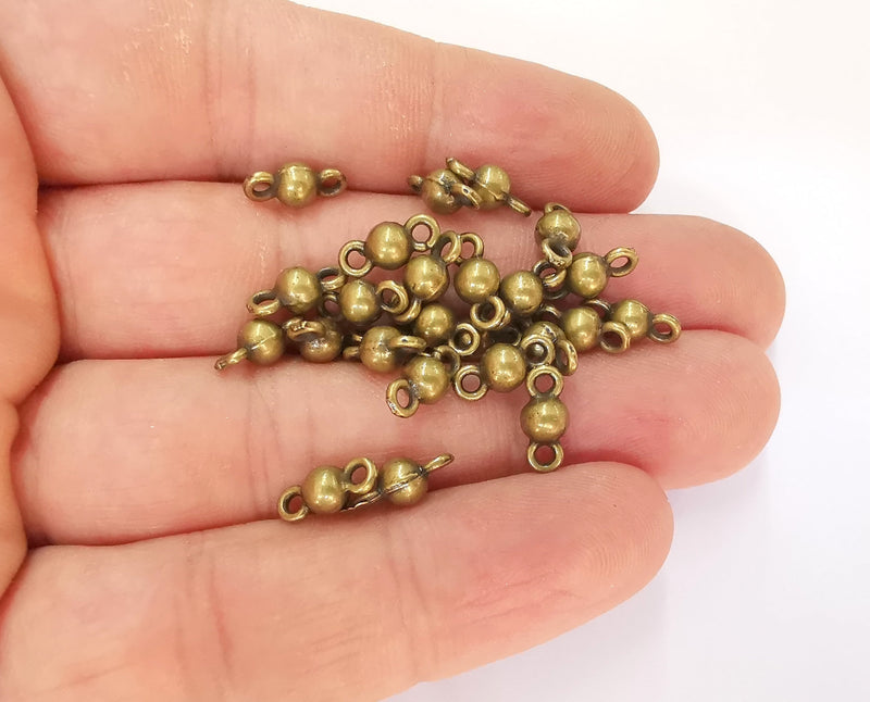 20 Ball charms connector Antique bronze plated charms (11x5mm) G23315