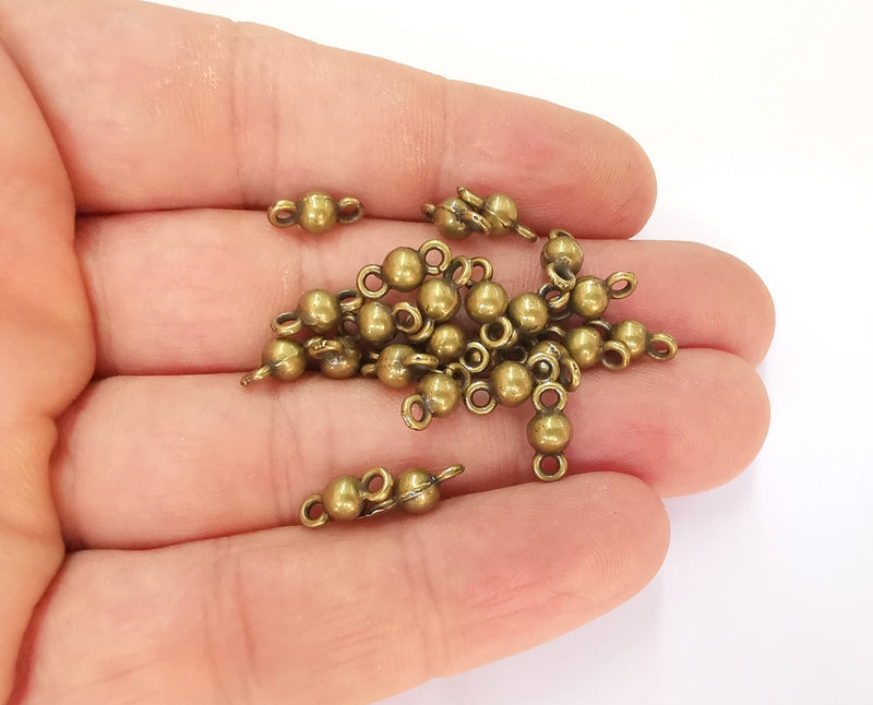 20 Ball charms connector Antique bronze plated charms (11x5mm) G23315