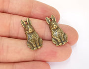 4 Rabbit charms Antique bronze plated charms (26x12mm)  G23318